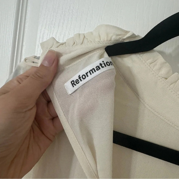 NEW Reformation Hallie Maxi Long Sleeve Dress 6 Victorian Ruffle Cream Dress - Picture 5 of 12